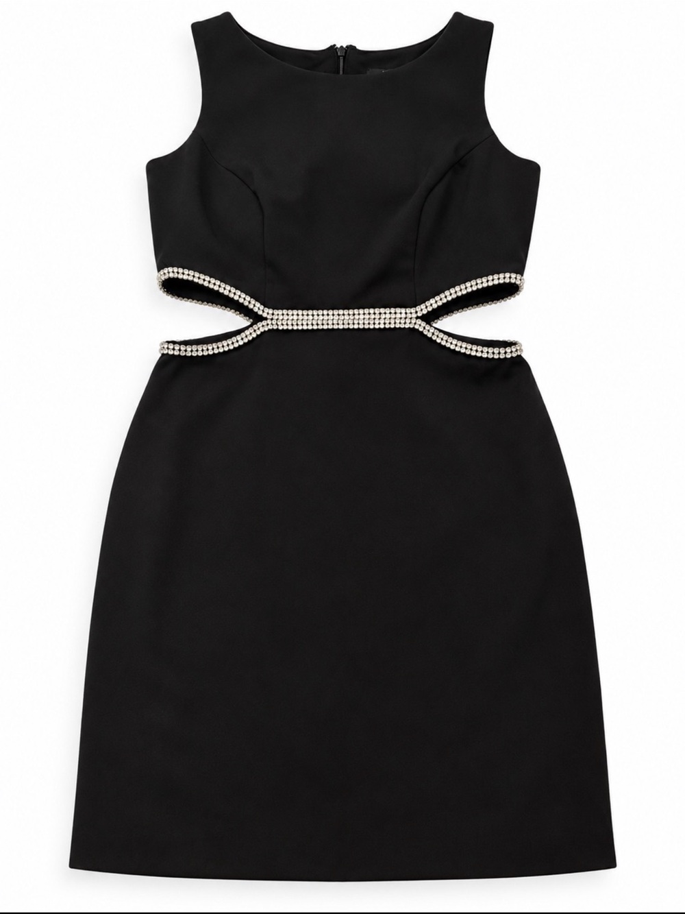 Aqua Black Mini Dress with Rhinestone Waist Cutouts